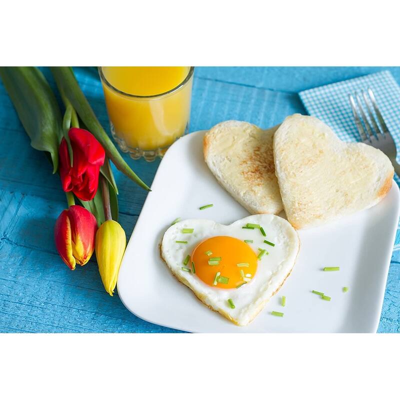 Norpro Non Stick Metal Heart Shaped Pancake / Egg Rings with Handles - 2 pack - Black