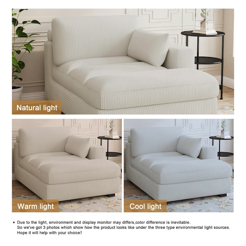 Modern Corduroy L-Shaped Sofa Chaise Lounge Couch