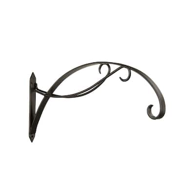 Achla Designs Curling Scroll Bracket for Large Baskets, 24 Inch Wide, Black Powder Coat Finish