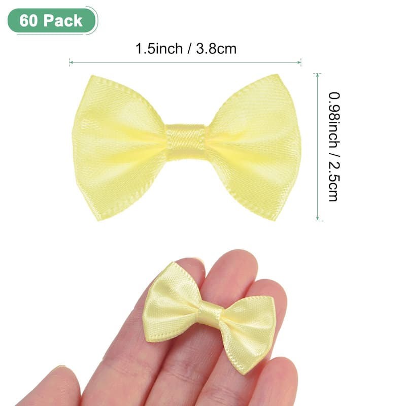 60-Pack Mini Craft Ribbon Bow 1.5x1 Inch for Craft DIY