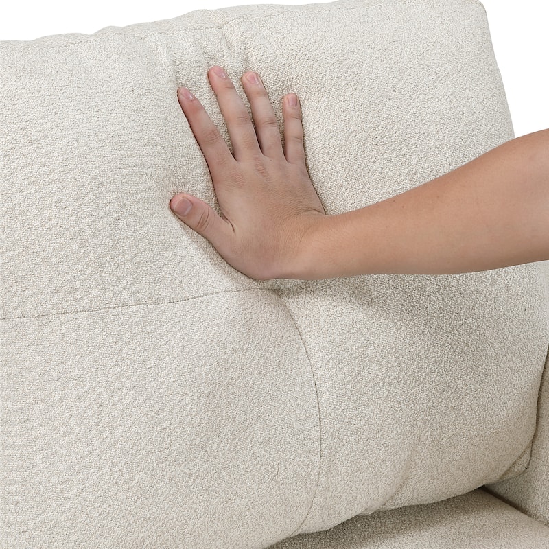 Hazel Boucle Sectional Sofa - Reversible Chaise, Pull-out Bed, Shelves