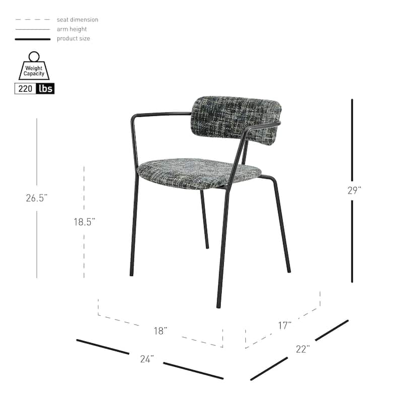 NPD Furniture Alivia Fabric Dining Side Arm Chair (Set of 2)