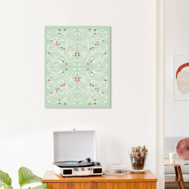 Wynwood Studio Canvas Floral and Botanical Pastel Mint this Holidays Green Modern & Contemporary Wall Art Canvas Print - 20 x 24