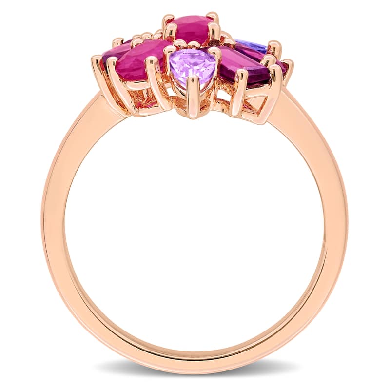 Miadora Multi-Shape Gemstone Floral Ring Sterling Silver