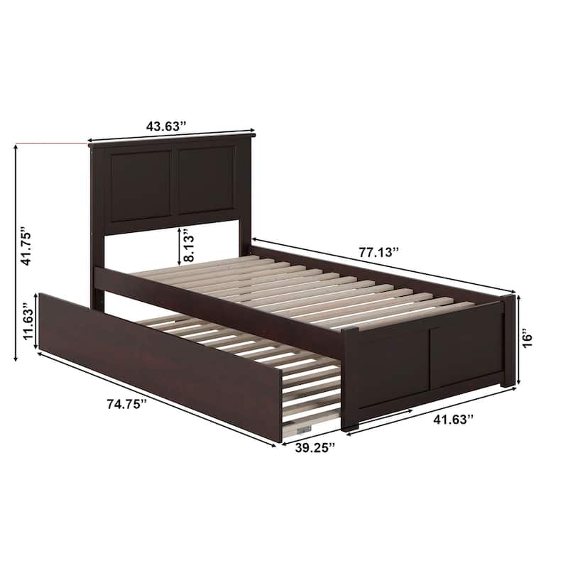 AFI Madison Platform Bed with Footboard & Twin XL Trundle