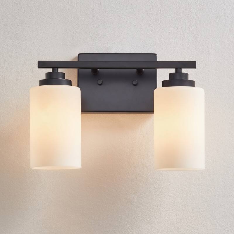KAWOTI 2-Light Dimmable Bathroom Vanity Light with Frosted White Glass