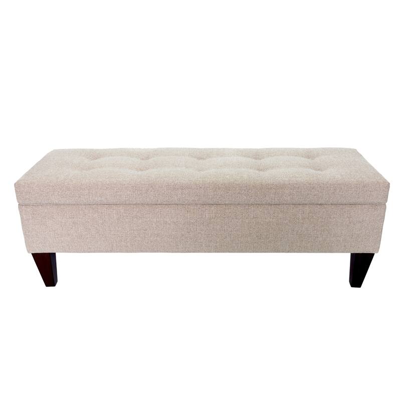 Brooke NOVA Fabric/ Wood Button-tufted Long Storage Bench - Tan