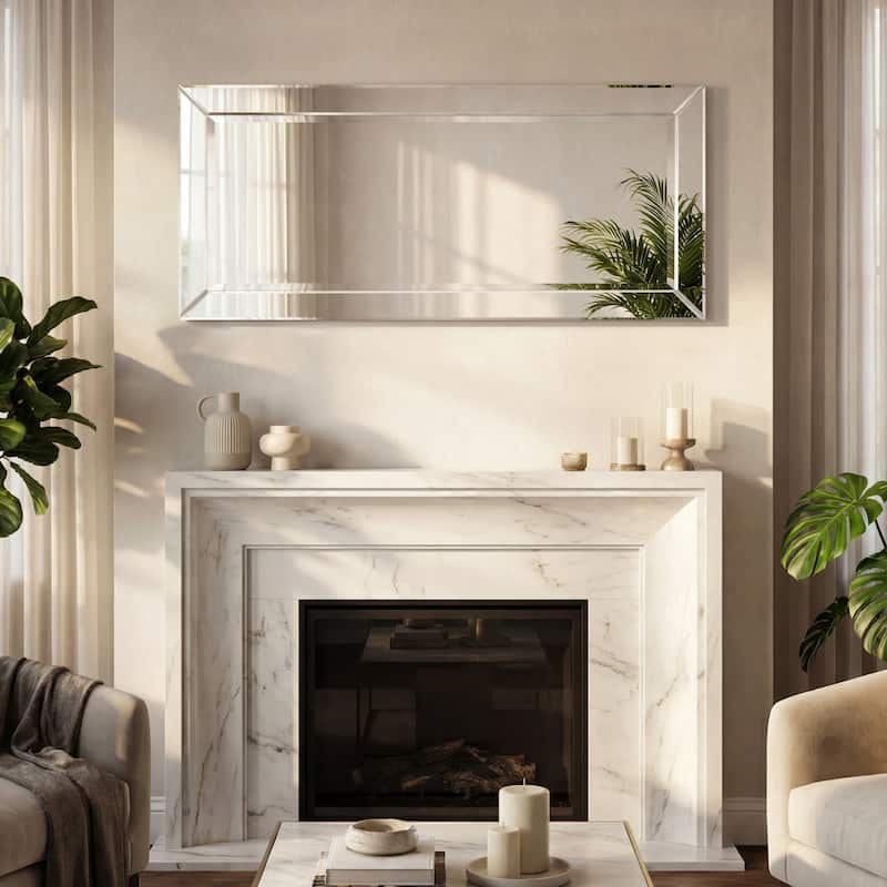 Beveled Rectangular Clear HD Wall Mounted Mirror for Bathroom, Vanity, Bedroom Mirrors, 3 sizes