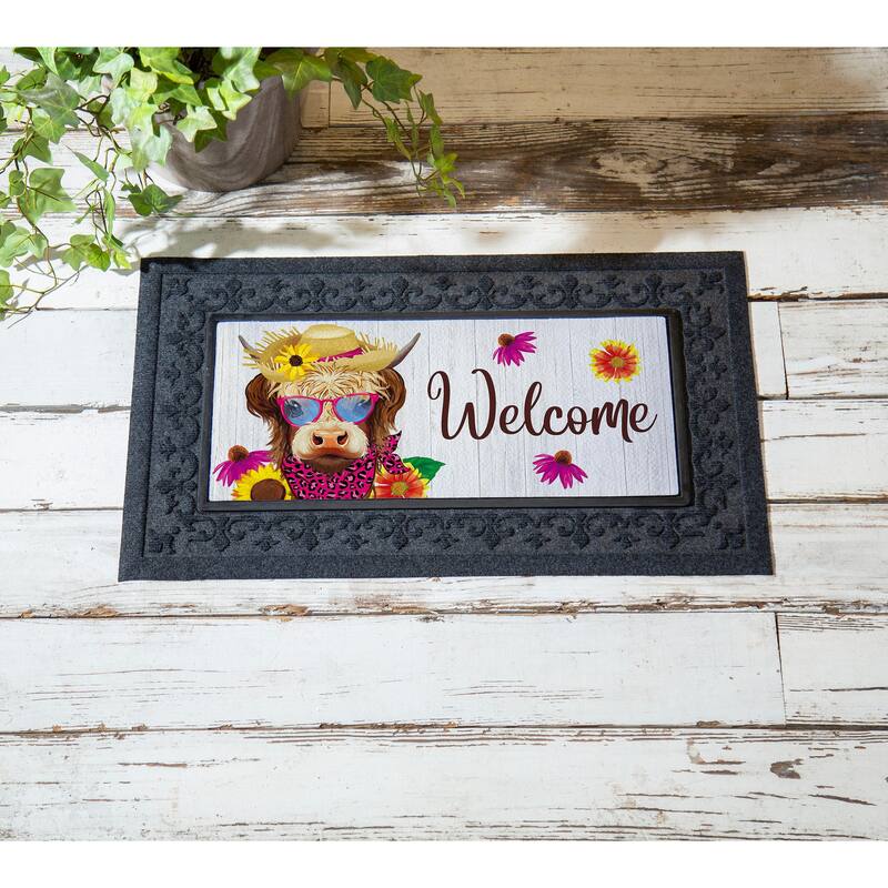 22 in. x 10 in. Summer Highland Cow Sassafras Switch Mat