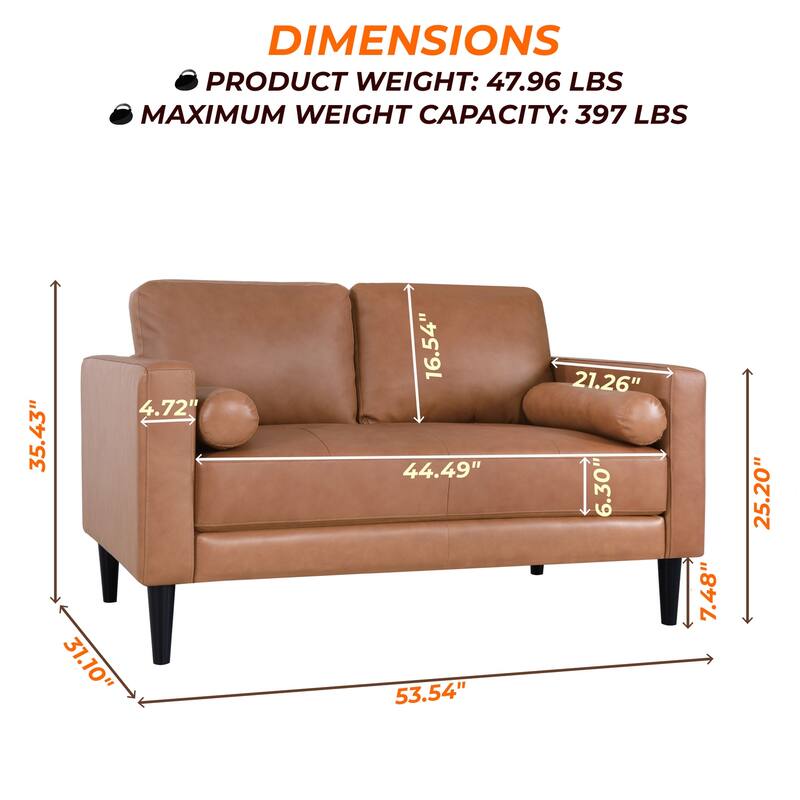 Genuine Leather Sofa Set – Mid-Century Modern Chair, Loveseat & Sofa with Luxurious Comfort
