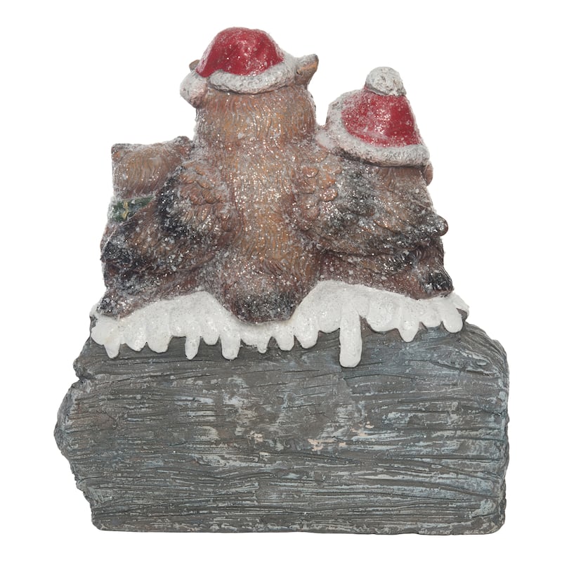 Transpac Ceramic 15 in. Multicolor Christmas Woodland Happy Holidays Owl