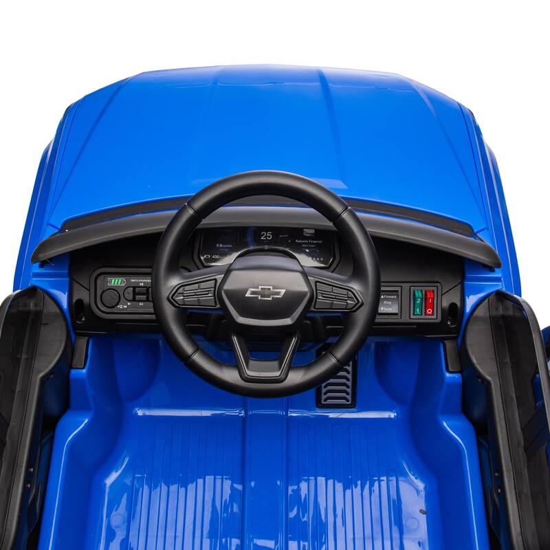 Licensed Chevrolet Silverado 24V Kids Ride On Car with Bluetooth, Music, and Power Display