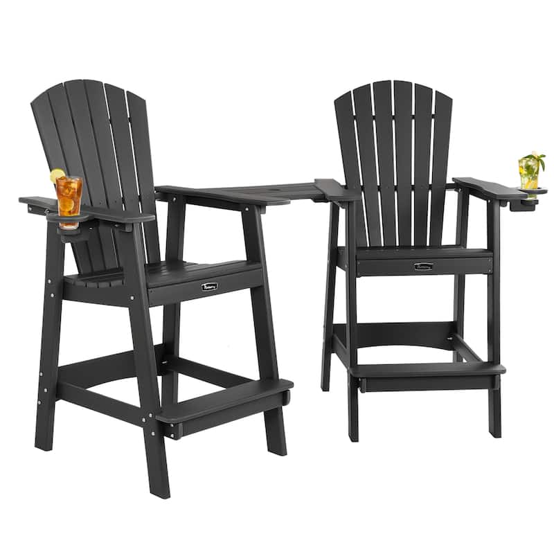 Vrakae Tall Adirondack Bar Stool Chair with Connecting Tray