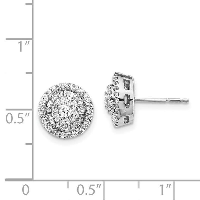 Curata 14k White Gold Diamond Earrings - 10x10mm Wide