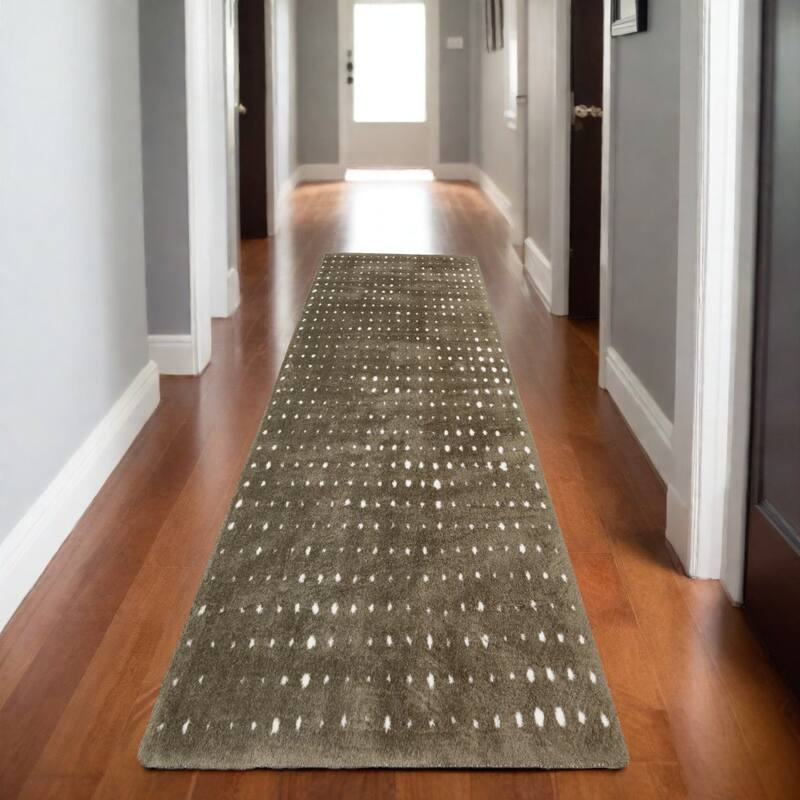 HomeRootsGeometric Industrial Runner Area Rug - 90.55' X '26.77' X '0.98 - Brown/Ivory