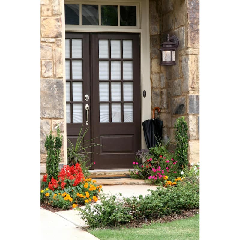 Westinghouse One-Light Dimmable LED Outdoor Wall Fixture, Oil Rubbed Bronze Finish with Crackle Glass