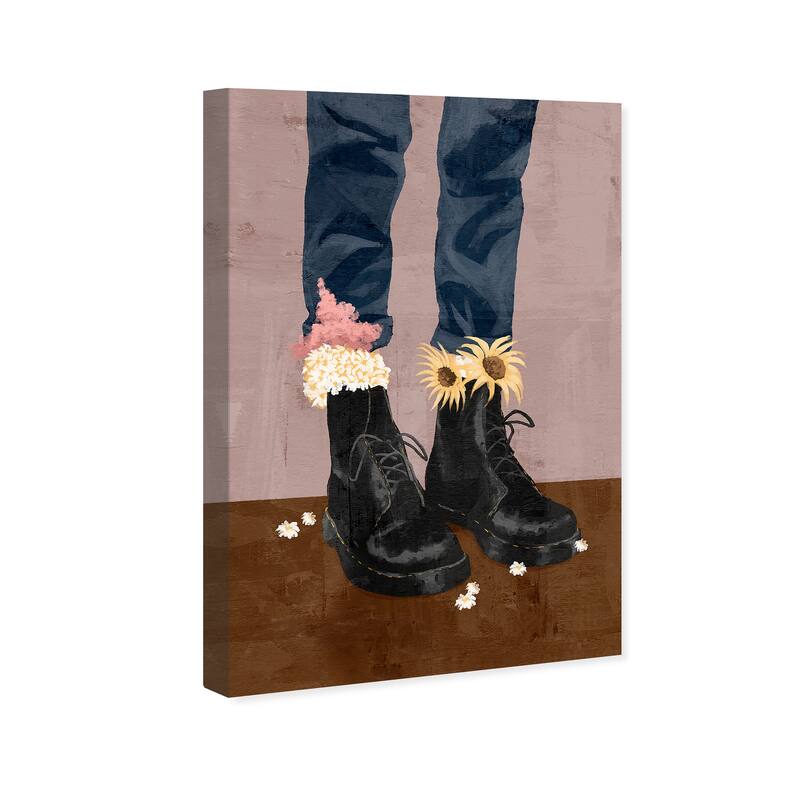 Wynwood Studio Canvas Fashion and Glam Nature Boots Pink and Wall Art Canvas Print