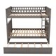 preview thumbnail 9 of 29, Full Bunk Bed with Twin Trundle & Guardrails - Pine Wood Construction