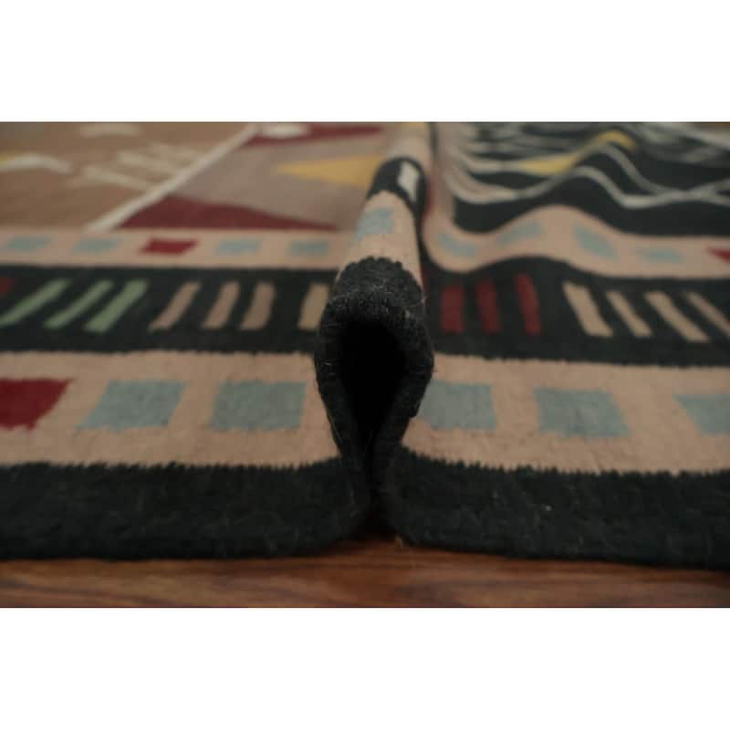 Hand Woven Oriental 100% Wool Carpet Southwestern Tribal Brown Kilim Area Rug - 11' 4'' X 8' 5''