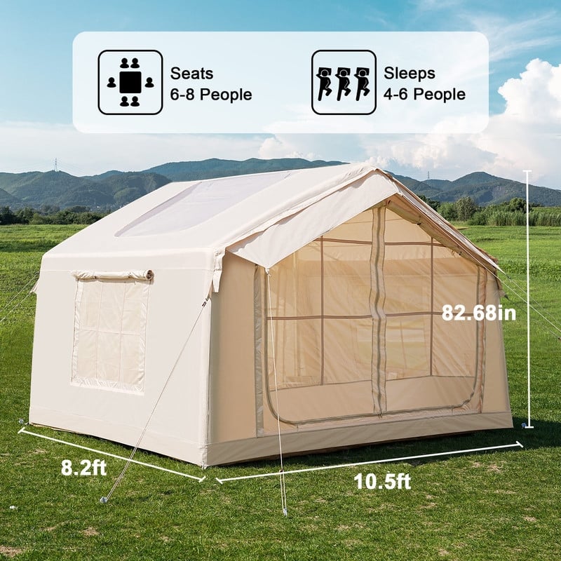Inflatable Tents with Pump and Stove Jack, for Adult 4-6 Person