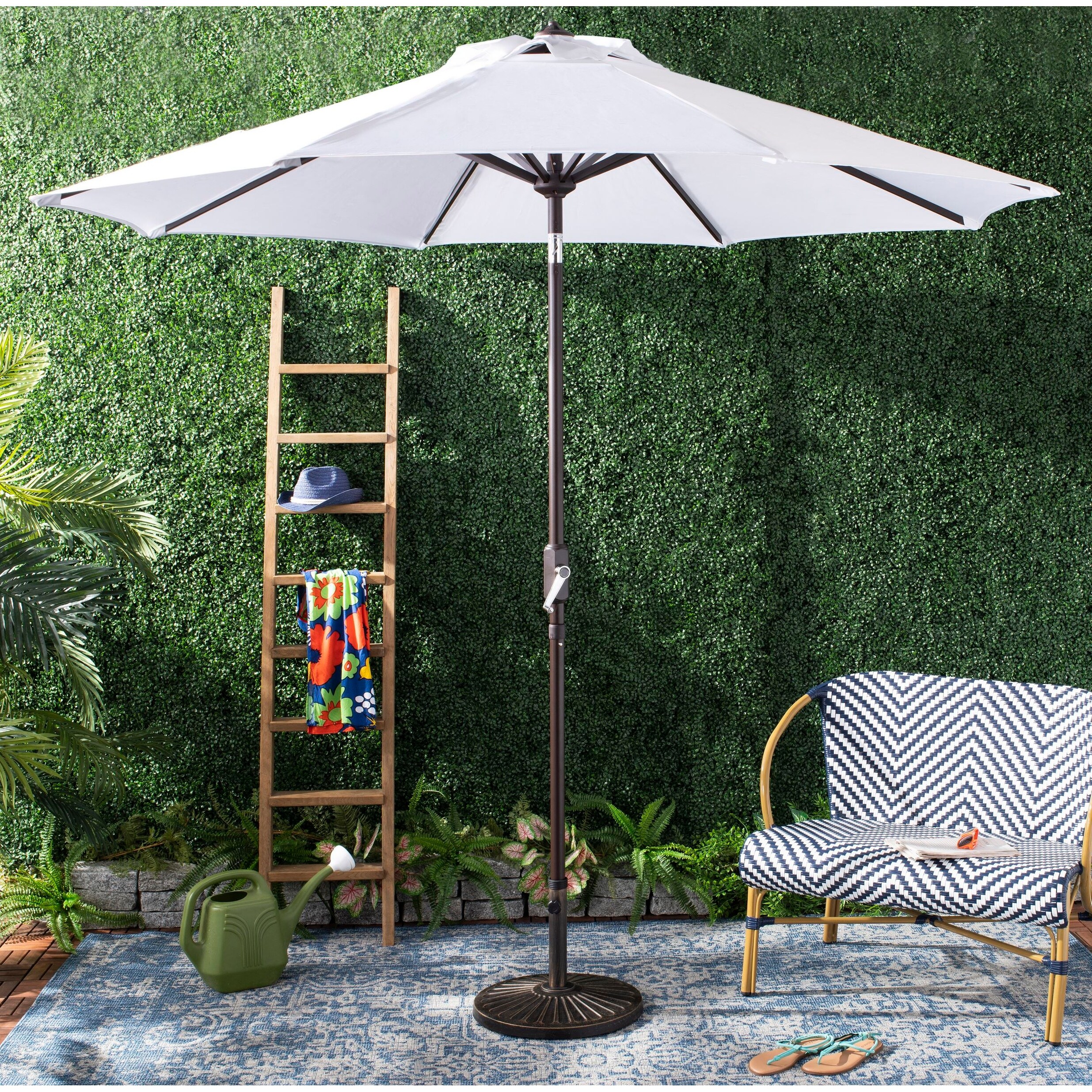 Shop Black Friday Deals On Safavieh Outdoor Ortega 9 Ft Crank Umbrella Base Not Included Overstock 22639023