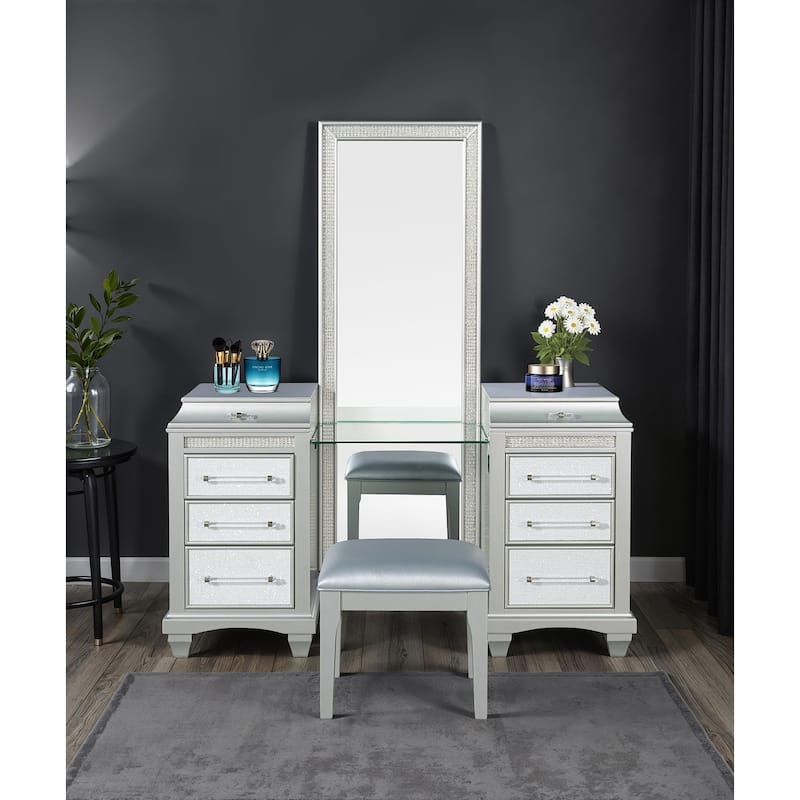 Glam Style Vanity w/ Stool Set