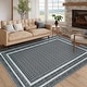 preview thumbnail 15 of 42, Area Rugs for Living Room Bedroom Farmhouse Bordered Braided Print Rug Geometric Soft Low Pile Non-Slip Area Rug 10'x13' - Black Gray