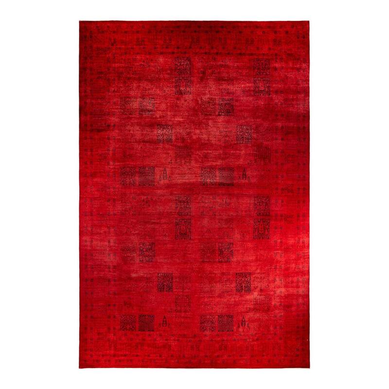 Overton Hand Knotted Wool Vintage Inspired Modern Contemporary Overdyed Orange Area Rug - 12' 3" x 18' 10"