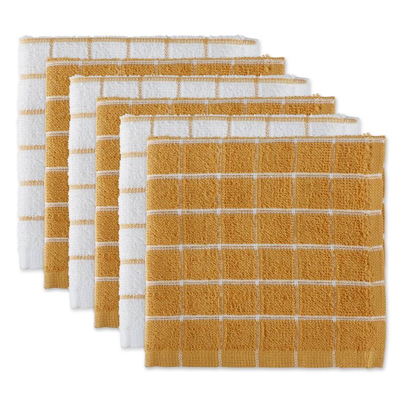 DII Artichoke Combo Windowpane Dishcloth (Set of 6) - Honey Gold