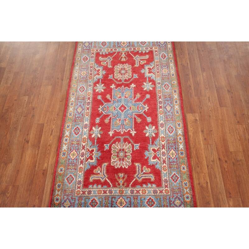 Kazak Foyer Rug Hand-Knotted Grey Wool Carpet - 3'0" x 5'3"