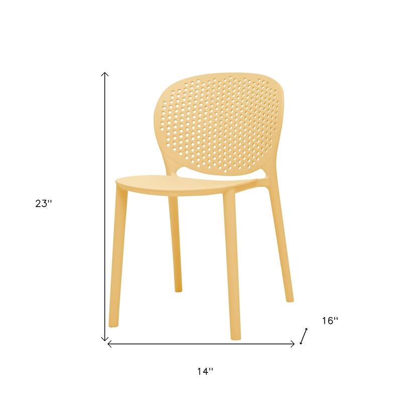 HomeRoots Set Of Four Yellow Heavy Duty Plastic Juvenile Chairs - 14.00 in. x 23.00 in. x 16.00 in.