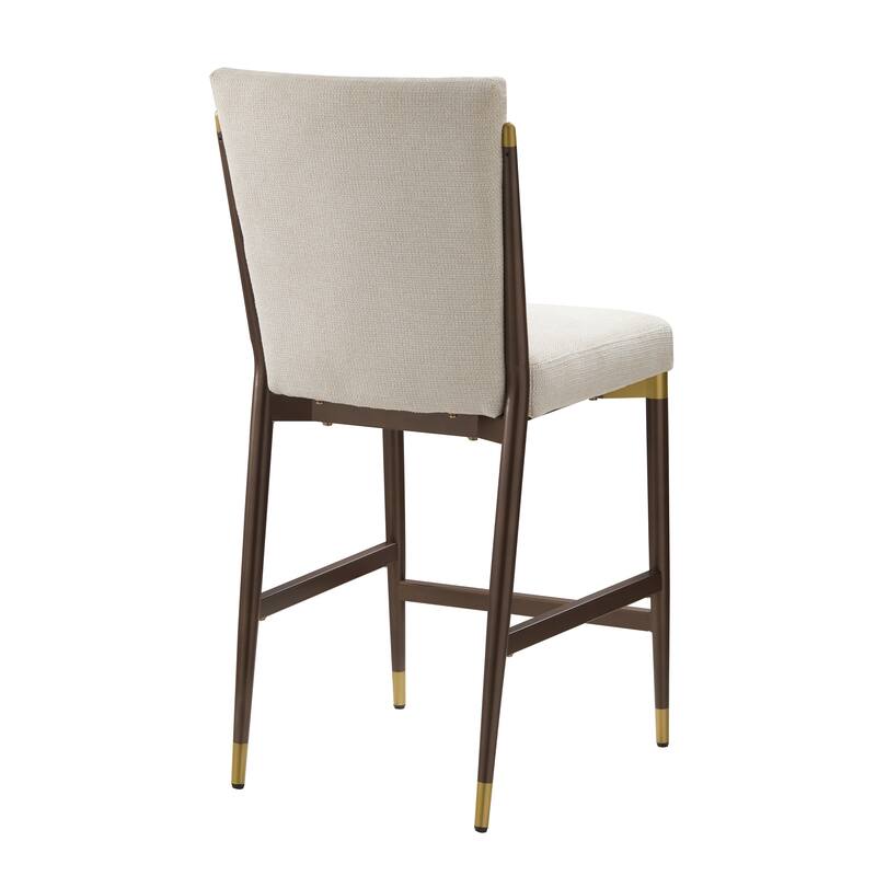 Christopher Knight Home - LuxeCraft Modern Upholstered Metal Base Counter Stool with Solid Back Design (Set of 2)