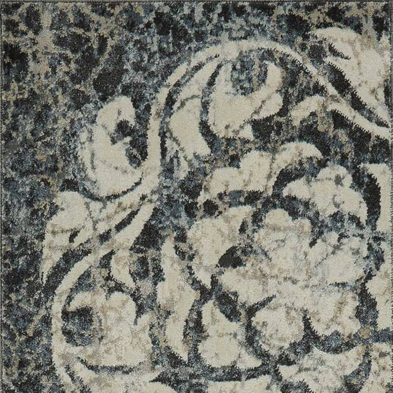 Power Loomed Distressed Abstract Floral Traditional Modern Non Skid Stain Resistant Area Rug - 90' X '26' X '0.5