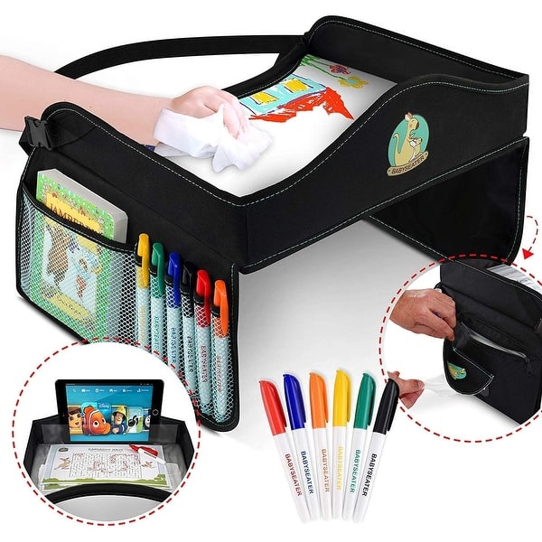 BABYSEATER Kids Travel Tray w/Markers-Dry Erase Board - Car Seat Tray -  Black - Bed Bath & Beyond - 33534013