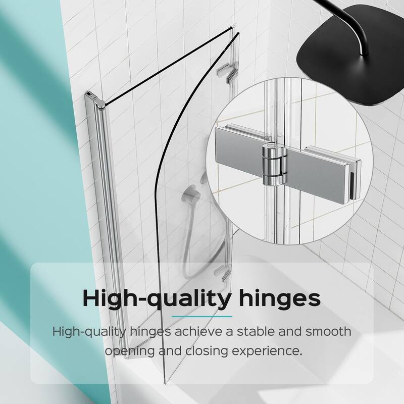 34"W x 58"H Frameless Folding Pivot Tub Door