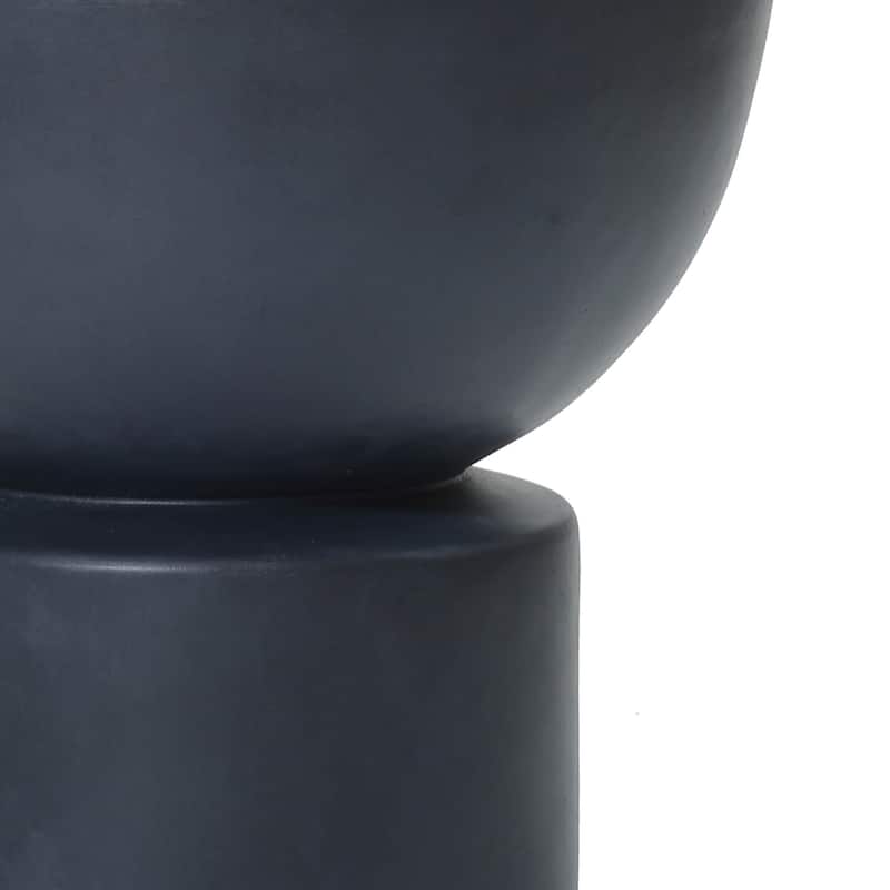 Dark Gray Resin Round Bubbler 18.7" Tall Outdoor Fountain with Lights