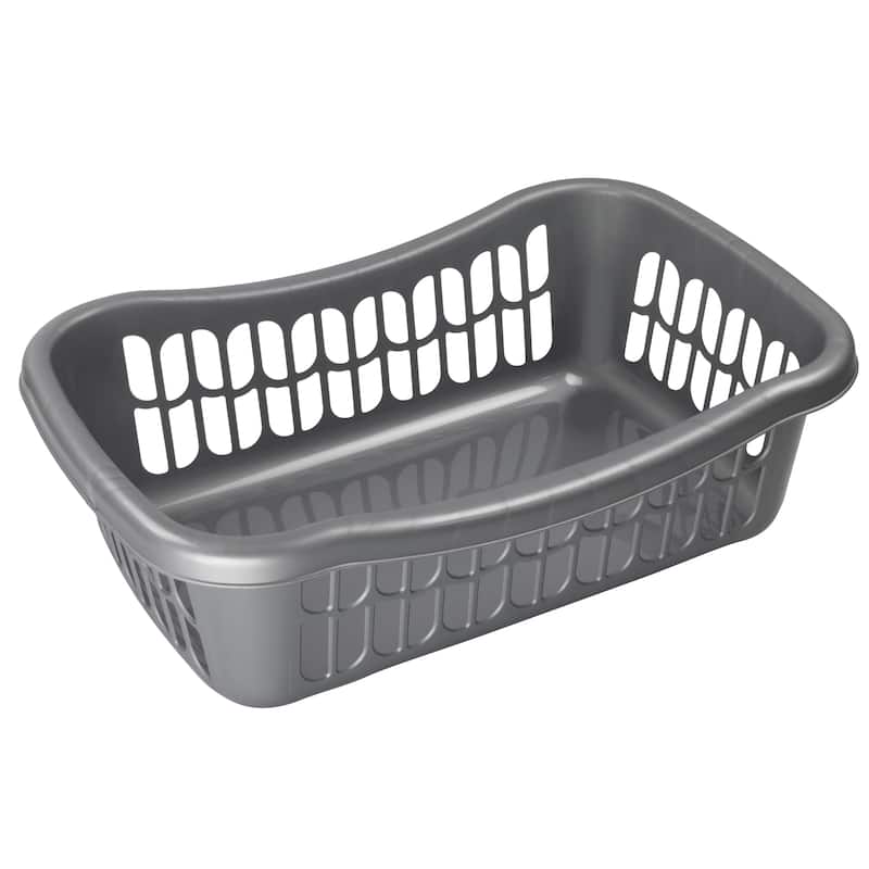 Large Plastic Storage Basket for Kitchen Pantry, Kids Room, Office - Grey