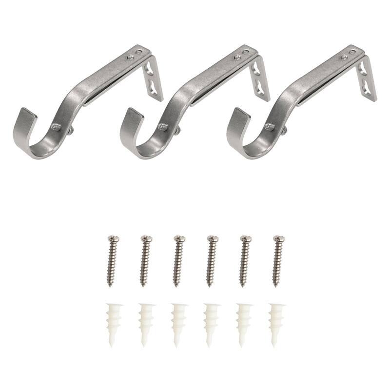 Lumi Home Furnishings Adjustable Single Curtain Rod Brackets 1 in. (3-Piece)