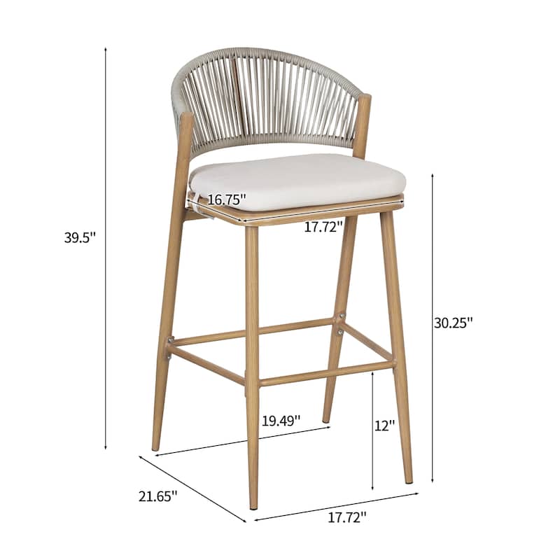 Christopher Knight Home - Beverly Outdoor Barstools with Scallop Backrest(Set of 4) - Aluminum