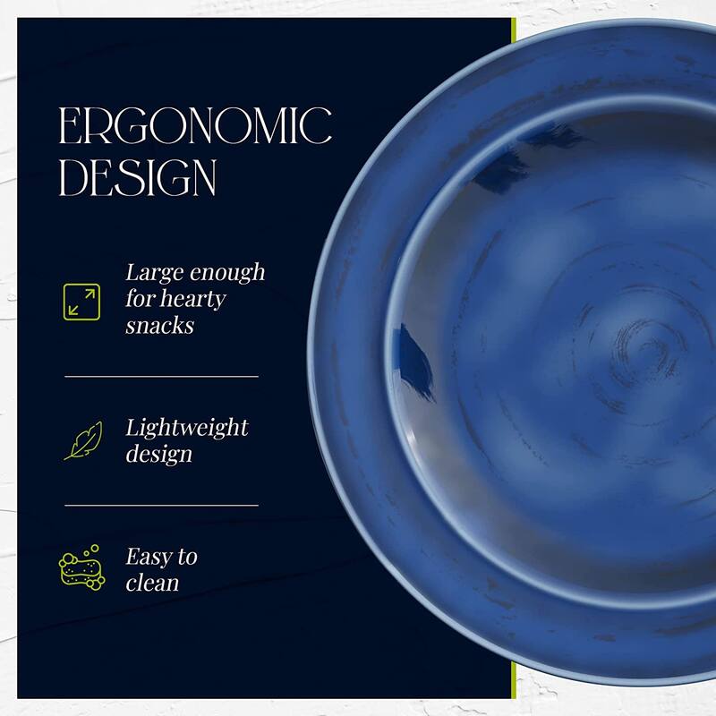 Fifth Avenue Melamine Salad Plates, Lightweight Plates, Set of 4 - 11 Inch