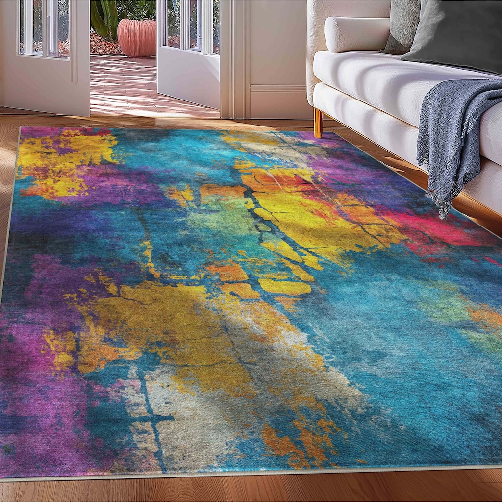 Well Woven Apollo Abstract Energie Bold Modern Multi Low Pile Area Rug
