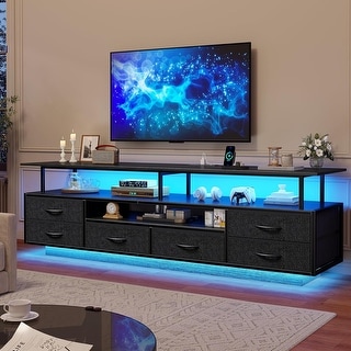 TV Stand 65 70 Inches TV LED Lights Power Outlets Storage Drawers
