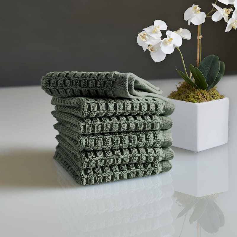 DKNY Quick Dry 6-pc Wash Cloth Set - Towel Multipack - Moss