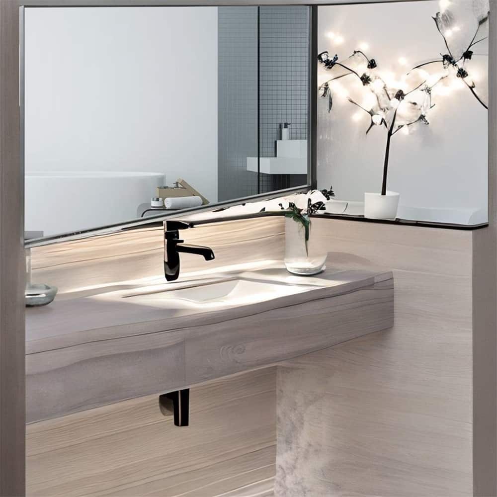 Glossy Bathroom Mirrors For Wall Mounted Hanging Plates Metal Framed