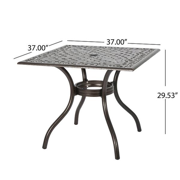 Hallandale Outdoor Cast Aluminum Square Bronze Dining Table (Only) by