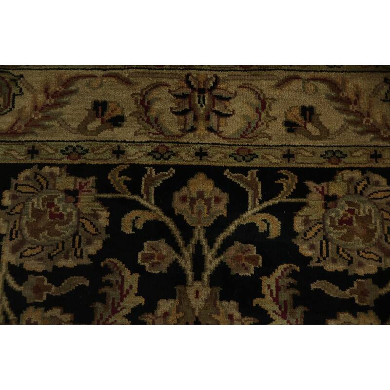 Hand Knotted Oriental 100% Wool Carpet Traditional All-Over Black Agra Area Rug - 8' 5'' X 5' 7''