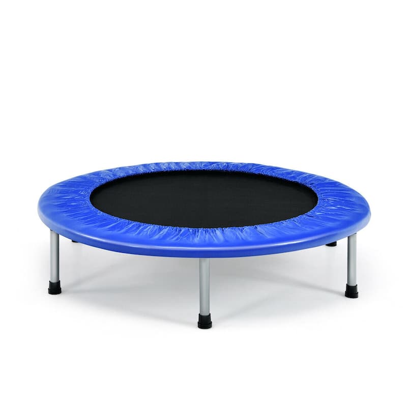 38" Foldable Trampoline with PP Jumping Mat and Anti-Scratch PVC Padding for Safety - 38"φ x 7.5" - Blue