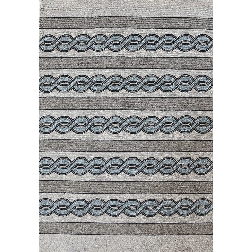 Libby Langdon Ivory/Spa Cable Knit Indoor/Outdoor Area Rug