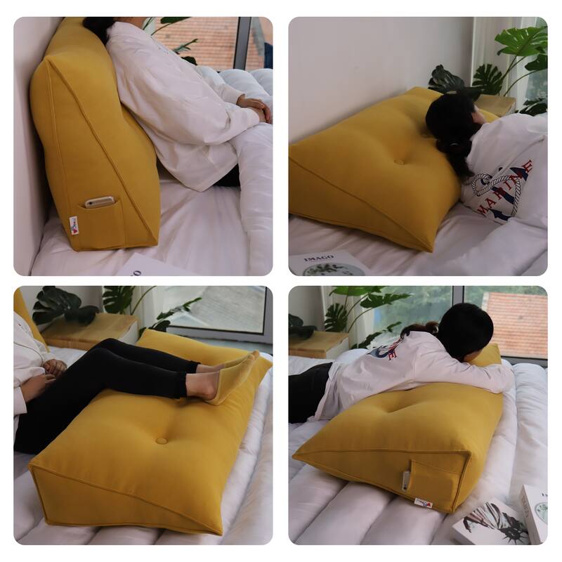 WOWMAX Bed Rest Wedge Reading Pillow Headboard Back Support Cushion