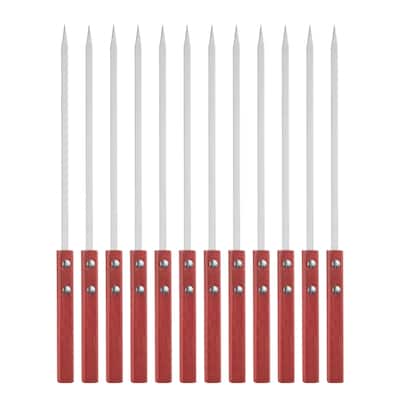 12pcs Kebob Skewers 35cmx7mmx2mm Flat Sticks with Wood Handle